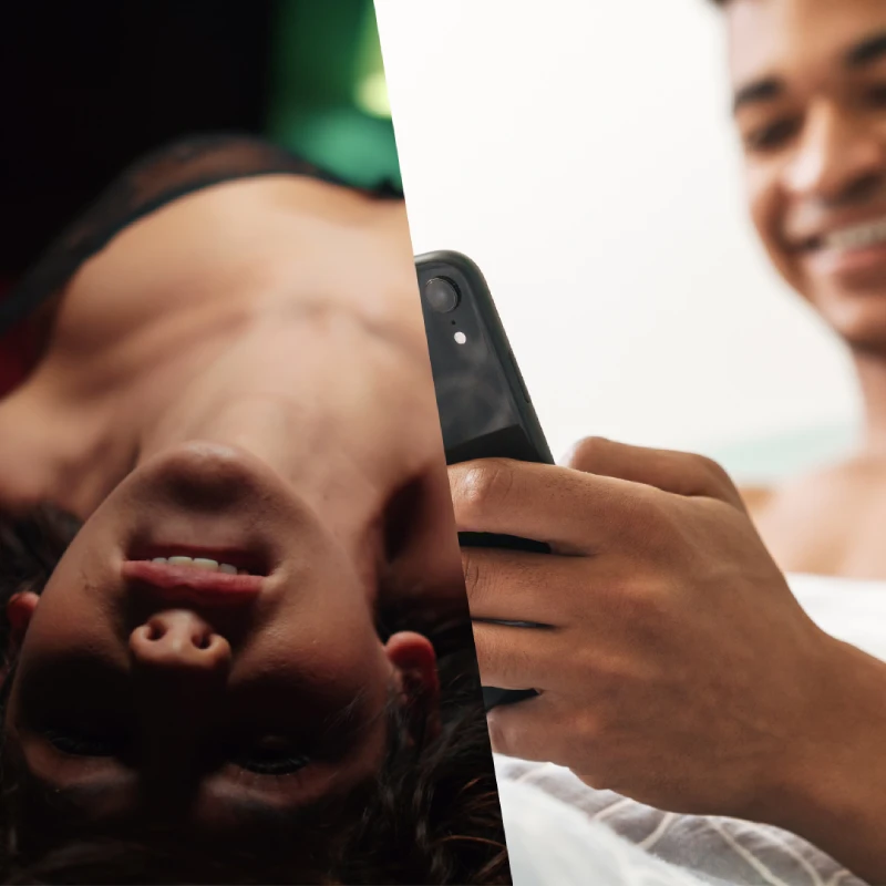 Pareja conectada a distancia